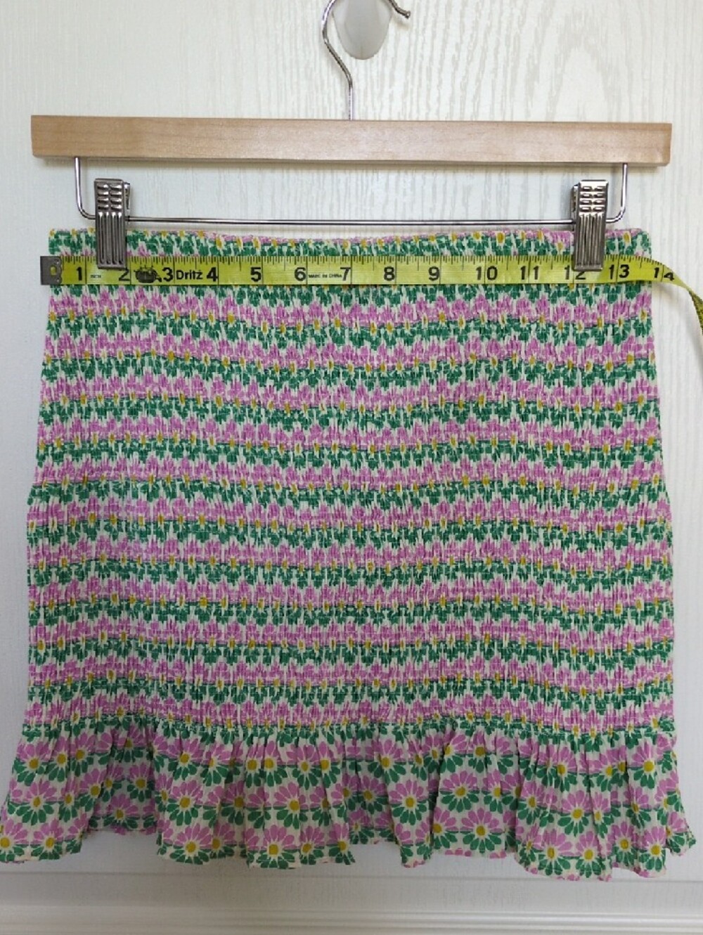 Zara Pink & Green Floral Smocked Mini Skirt/Tube Top - Picture 4 of 5